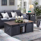 Table basse de ferme 48 po avec dessus relevable et porte de grange coulissante, table basse pour salon
