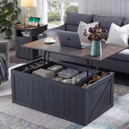 Table basse de ferme 48 po avec dessus relevable et porte de grange coulissante, table basse pour salon