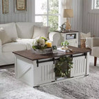 Table basse de ferme 48 po avec dessus relevable et porte de grange coulissante, table basse pour salon