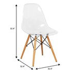 Ensemble de salle à manger 3 pièces Dover de LeisureMod – Table de bistrot ronde en verre transparent de 31 po avec 2 chaises en acrylique avec pieds en bois, cuisine et salle à manger modernes