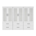 Keloyid White Wood 94.5 in. Armoire with 6 Drawers and 6 Doors