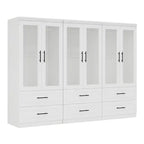 Armoire Keloyid en bois blanc de 240 cm avec 6 tiroirs et 6 portes