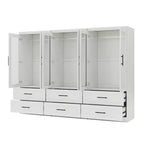 Armoire Keloyid en bois blanc de 240 cm avec 6 tiroirs et 6 portes