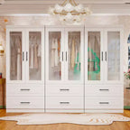 Armoire Keloyid en bois blanc de 240 cm avec 6 tiroirs et 6 portes