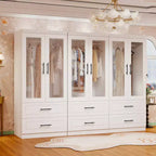 Armoire Keloyid en bois blanc de 240 cm avec 6 tiroirs et 6 portes