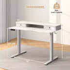 Bureau électrique assis-debout Costway 48x24 avec 2 tiroirs, support d'écran et étagère de rangement Marron/Noir/Blanc