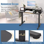 Bureau électrique assis-debout Costway 48x24 avec 2 tiroirs, support d'écran et étagère de rangement Marron/Noir/Blanc