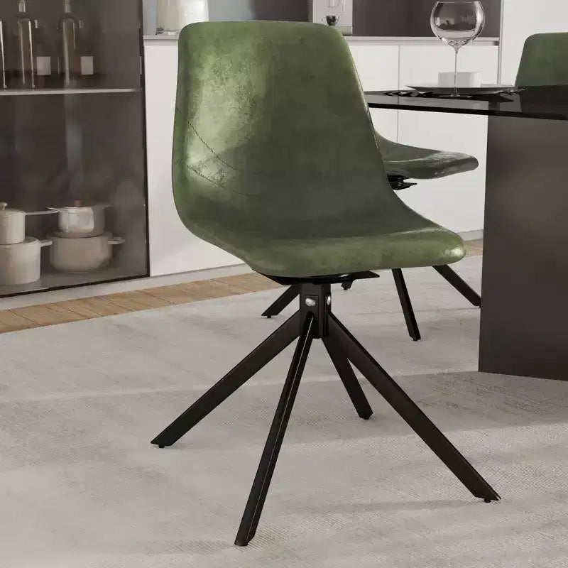 Chaise de salle à manger pivotante en cuir moderne LeisureMod Markley, siège rembourré avec pieds en métal, chaise d'appoint confortable pour cuisine, salle à manger ou café