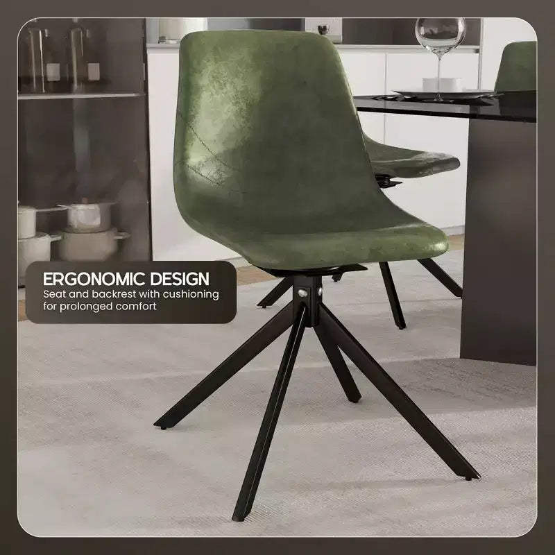 Chaise de salle à manger pivotante en cuir moderne LeisureMod Markley, siège rembourré avec pieds en métal, chaise d'appoint confortable pour cuisine, salle à manger ou café