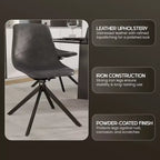 Chaise de salle à manger pivotante en cuir moderne LeisureMod Markley, siège rembourré avec pieds en métal, chaise d'appoint confortable pour cuisine, salle à manger ou café