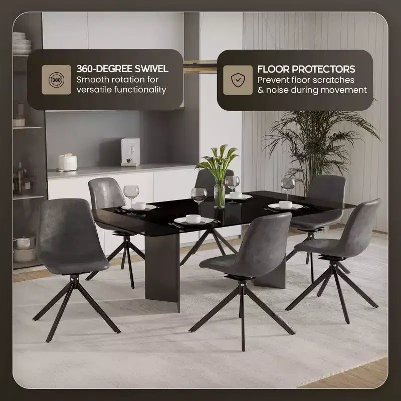 Chaise de salle à manger pivotante en cuir moderne LeisureMod Markley, siège rembourré avec pieds en métal, chaise d'appoint confortable pour cuisine, salle à manger ou café