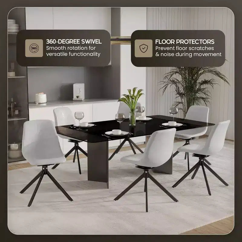 Chaise de salle à manger pivotante en cuir moderne LeisureMod Markley, siège rembourré avec pieds en métal, chaise d'appoint confortable pour cuisine, salle à manger ou café