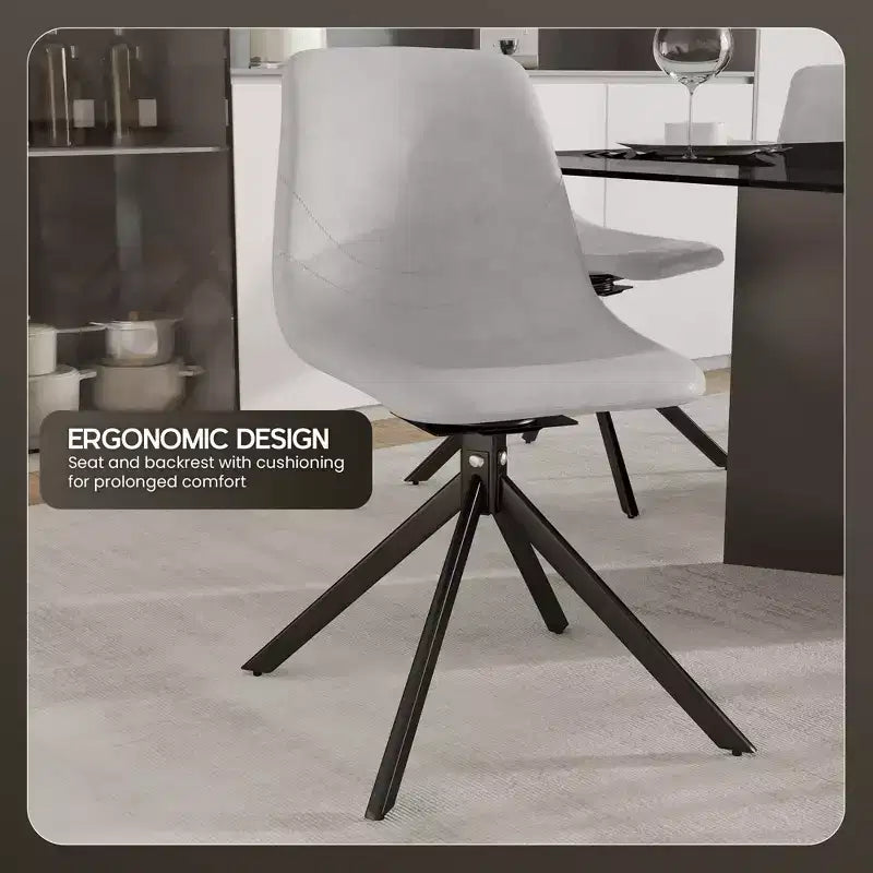 Chaise de salle à manger pivotante en cuir moderne LeisureMod Markley, siège rembourré avec pieds en métal, chaise d'appoint confortable pour cuisine, salle à manger ou café