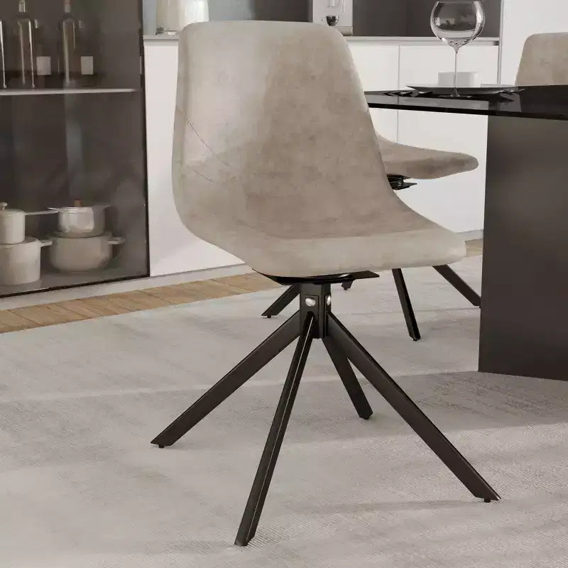 Chaise de salle à manger pivotante en cuir moderne LeisureMod Markley, siège rembourré avec pieds en métal, chaise d'appoint confortable pour cuisine, salle à manger ou café