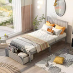 Lit plateforme Whisen Wood deux places avec tiroir de rangement