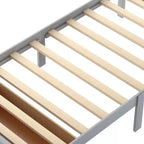 Lit plateforme Whisen Wood deux places avec tiroir de rangement