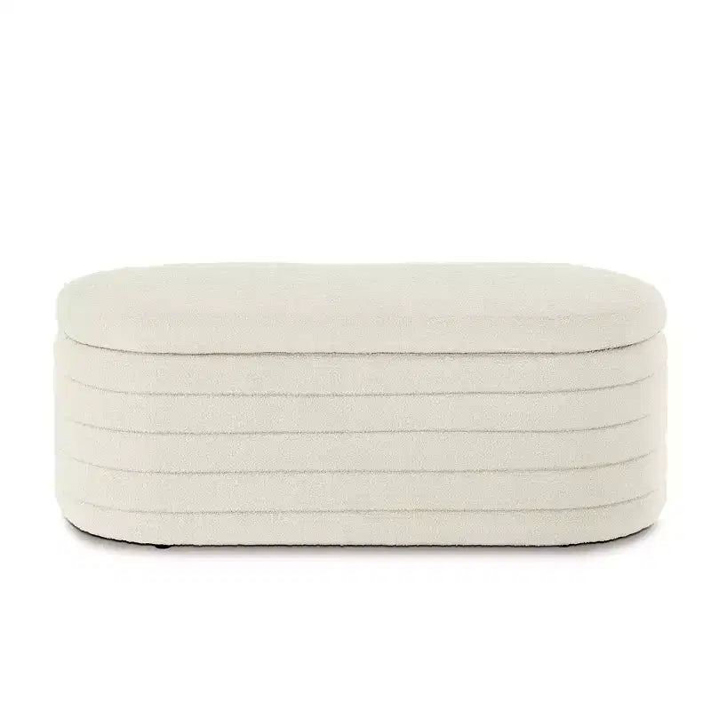 Banc de rangement ottoman ovale Zeus et Ruta Modern 43 po de largeur, bout de lit, rembourré avec charnière de sécurité-