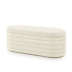 Banc de rangement ottoman ovale Zeus et Ruta Modern 43 po de largeur, bout de lit, rembourré avec charnière de sécurité-