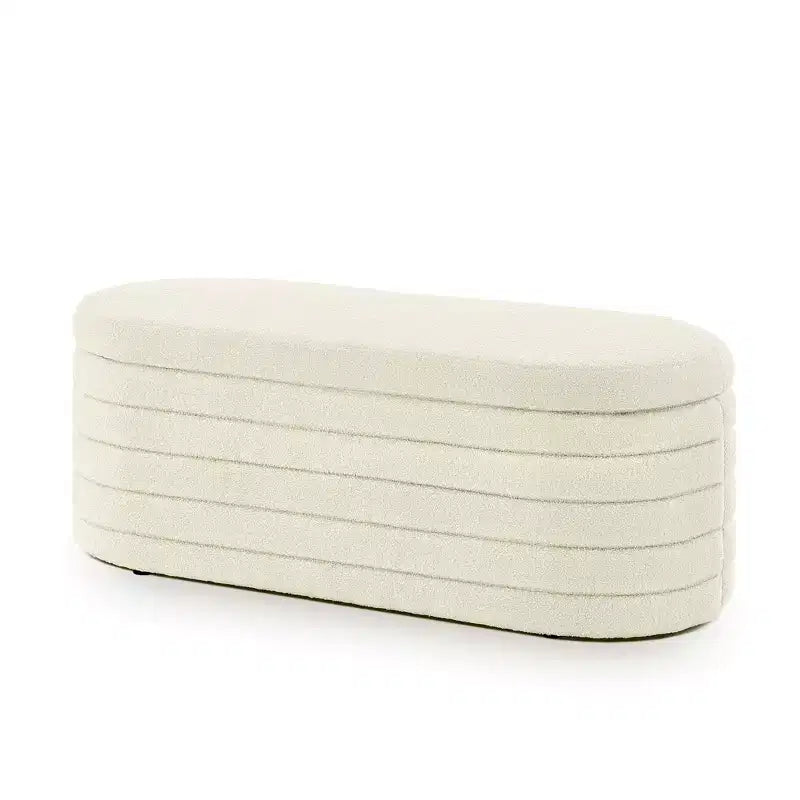 Banc de rangement ottoman ovale Zeus et Ruta Modern 43 po de largeur, bout de lit, rembourré avec charnière de sécurité-