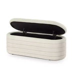 Banc de rangement ottoman ovale Zeus et Ruta Modern 43 po de largeur, bout de lit, rembourré avec charnière de sécurité-