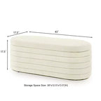 Banc de rangement ottoman ovale Zeus et Ruta Modern 43 po de largeur, bout de lit, rembourré avec charnière de sécurité-