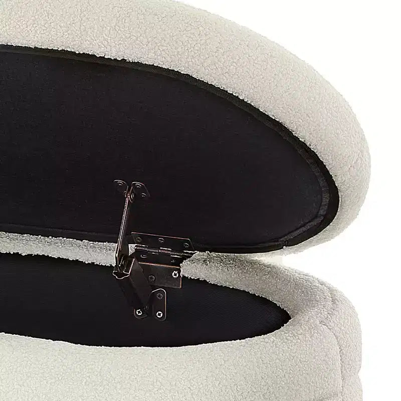 Banc de rangement ottoman ovale Zeus et Ruta Modern 43 po de largeur, bout de lit, rembourré avec charnière de sécurité-