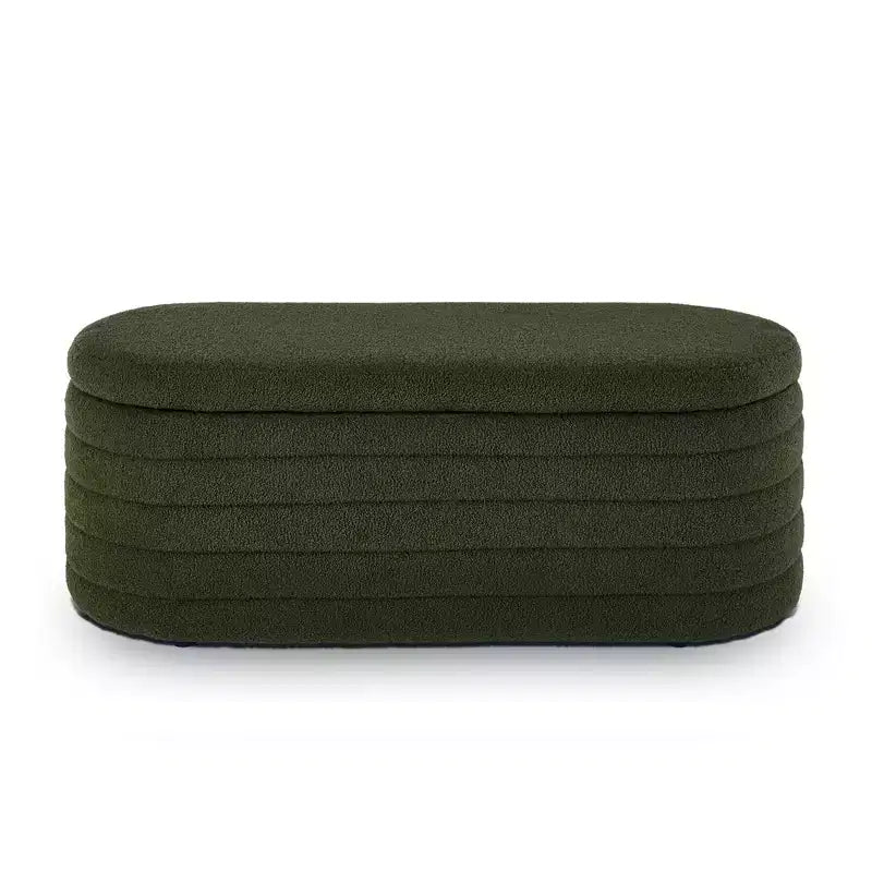 Banc de rangement ottoman ovale Zeus et Ruta Modern 43 po de largeur, bout de lit, rembourré avec charnière de sécurité-