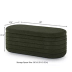 Banc de rangement ottoman ovale Zeus et Ruta Modern 43 po de largeur, bout de lit, rembourré avec charnière de sécurité-