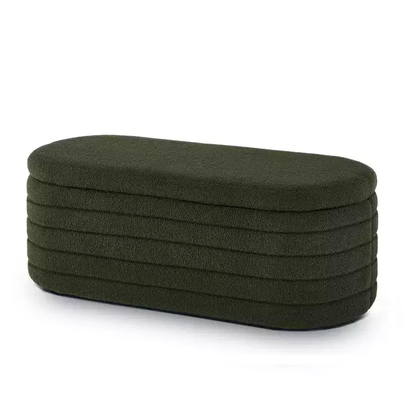 Banc de rangement ottoman ovale Zeus et Ruta Modern 43 po de largeur, bout de lit, rembourré avec charnière de sécurité-