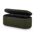 Banc de rangement ottoman ovale Zeus et Ruta Modern 43 po de largeur, bout de lit, rembourré avec charnière de sécurité-