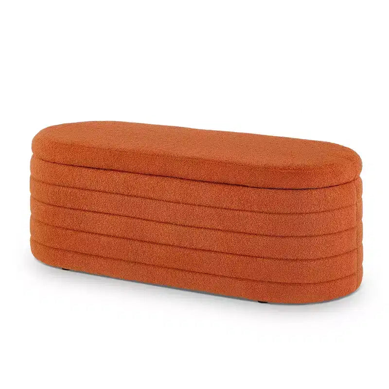 Banc de rangement ottoman ovale Zeus et Ruta Modern 43 po de largeur, bout de lit, rembourré avec charnière de sécurité-