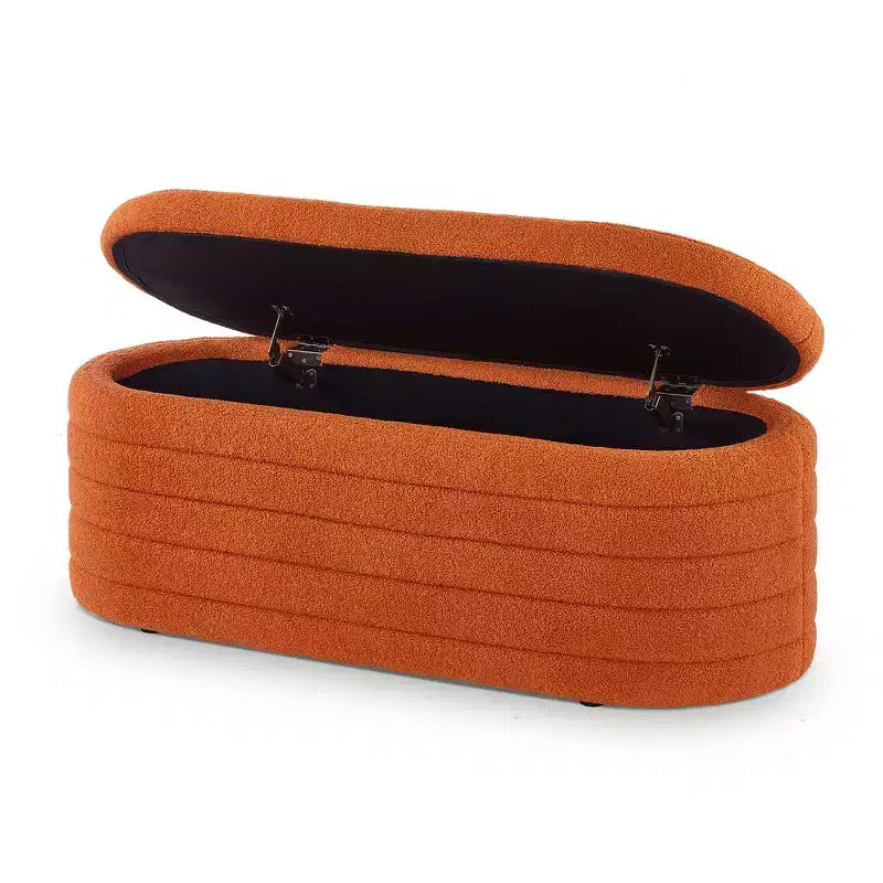 Banc de rangement ottoman ovale Zeus et Ruta Modern 43 po de largeur, bout de lit, rembourré avec charnière de sécurité-