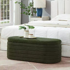 Banc de rangement ottoman ovale Zeus et Ruta Modern 43 po de largeur, bout de lit, rembourré avec charnière de sécurité-
