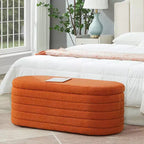 Banc de rangement ottoman ovale Zeus et Ruta Modern 43 po de largeur, bout de lit, rembourré avec charnière de sécurité-