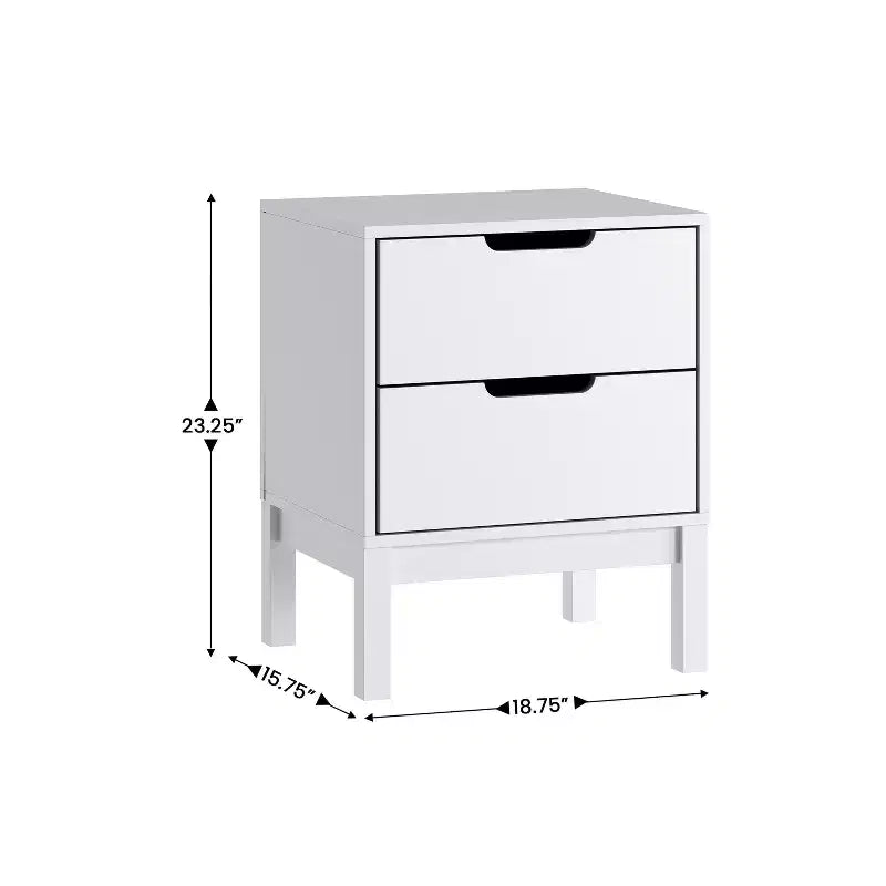Flash Furniture Dallas Table de nuit en bois, Table d'appoint de chambre à coucher avec 2 tiroirs de rangement pour enfants