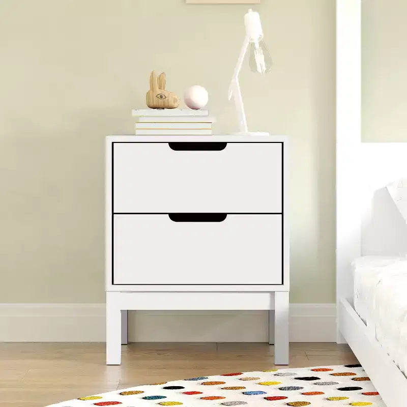 Flash Furniture Dallas Table de nuit en bois, Table d'appoint de chambre à coucher avec 2 tiroirs de rangement pour enfants