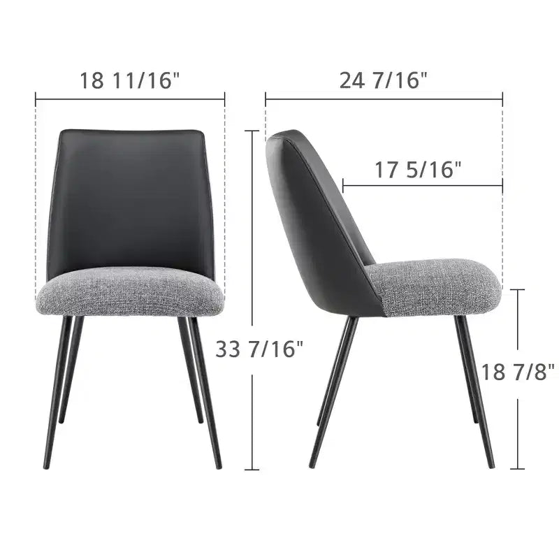 Lot de 2 chaises de salle à manger rembourrées, noir gris