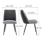 Lot de 2 chaises de salle à manger rembourrées, noir gris
