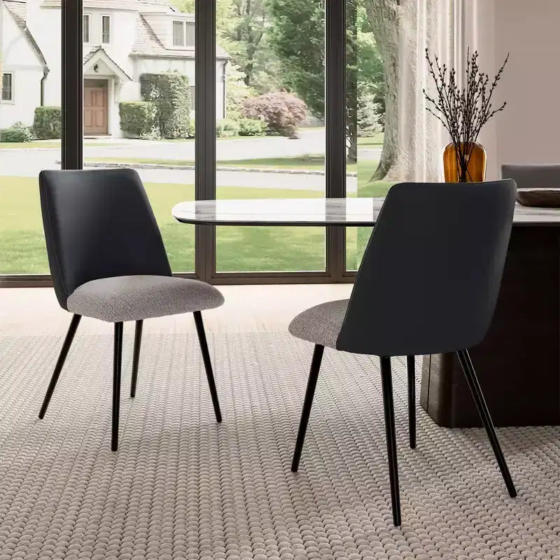 Lot de 2 chaises de salle à manger rembourrées, noir gris