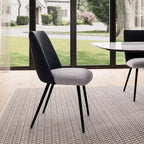 Lot de 2 chaises de salle à manger rembourrées, noir gris