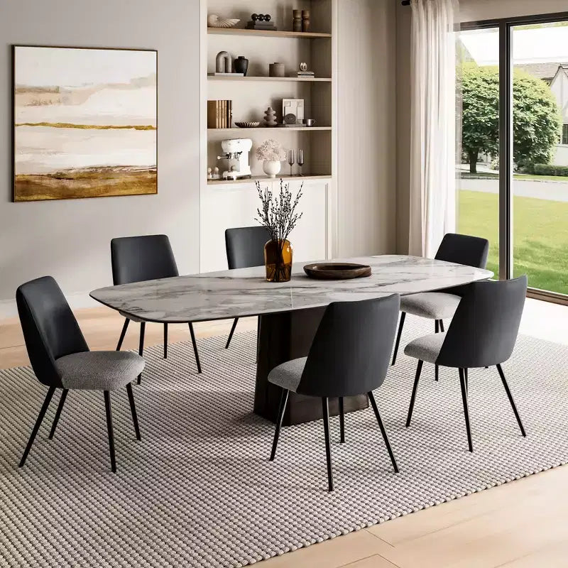 Lot de 2 chaises de salle à manger rembourrées, noir gris