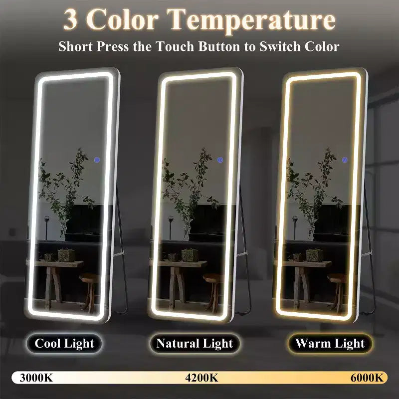 PexFix Miroir rectangulaire moderne sans cadre avec coins arrondis, 40,6 cm L x 160 cm H, couleur argent