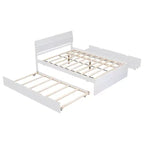 Cadre de lit double moderne Whisen avec tête et pied de lit blanc brillant, avec lit gigogne ou tiroirs, design peu encombrant