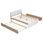 Cadre de lit double moderne Whisen avec tête et pied de lit blanc brillant, avec lit gigogne ou tiroirs, design peu encombrant