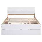 Cadre de lit double moderne Whisen avec tête et pied de lit blanc brillant, avec lit gigogne ou tiroirs, design peu encombrant
