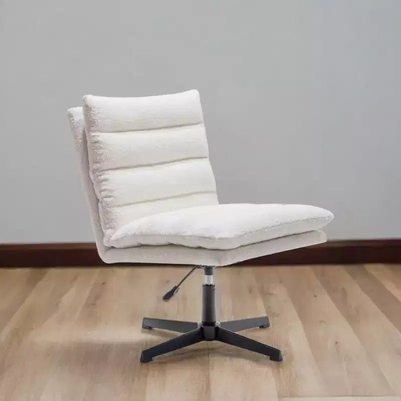 Zeus & Ruta 22.83 in.W Swivel Accent Chair Cross Legged Office Chair with Adjustable Armless