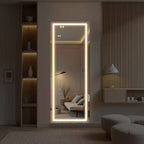 Miroir pleine longueur LED en aluminium sans cadre argenté avec coins arrondis