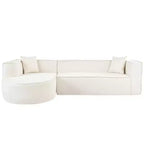 Canapé d'angle moderne en L avec rembourrage en éponge, courbe élégante, tissu chenille, 2 coussins, pour salon/bureau.