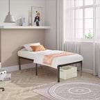 Twin size heavy metal bedstead, with strong steel plate support, does not need box spring