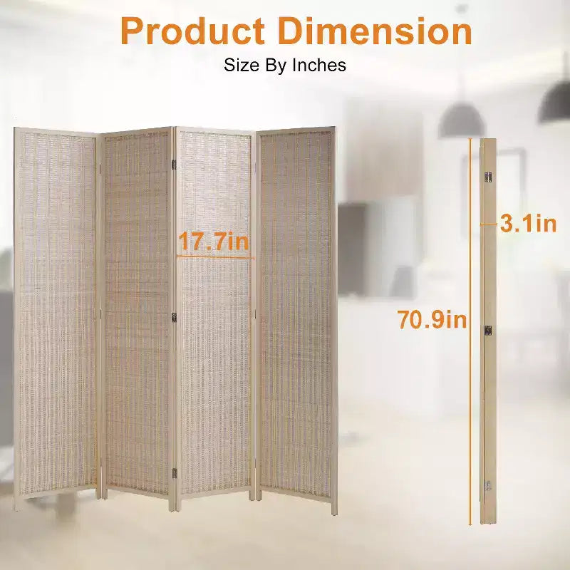 Séparateur de pièce en bambou FDW avec 4/6 panneaux pliables, cloison haute pour la maison, le bureau ou le restaurant